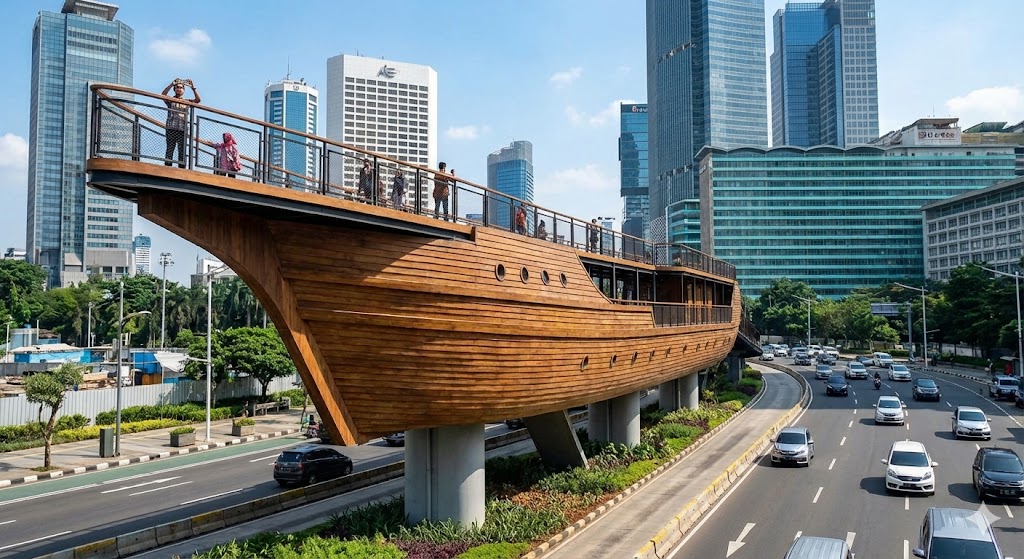 JPO Phinisi Sudirman: Jembatan Penyeberangan Rasa Kapal Pesiar